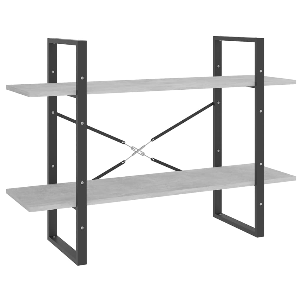 Bookcase 2 compartments concrete grey 100x30x70 cm wood material