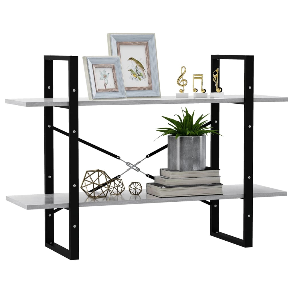 Bookcase 2 compartments concrete grey 100x30x70 cm wood material