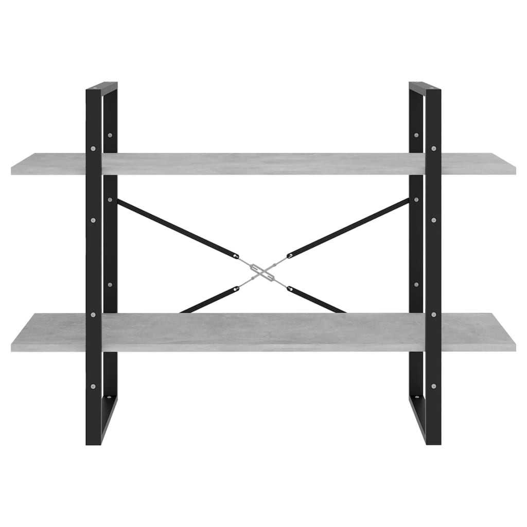 Bookcase 2 compartments concrete grey 100x30x70 cm wood material