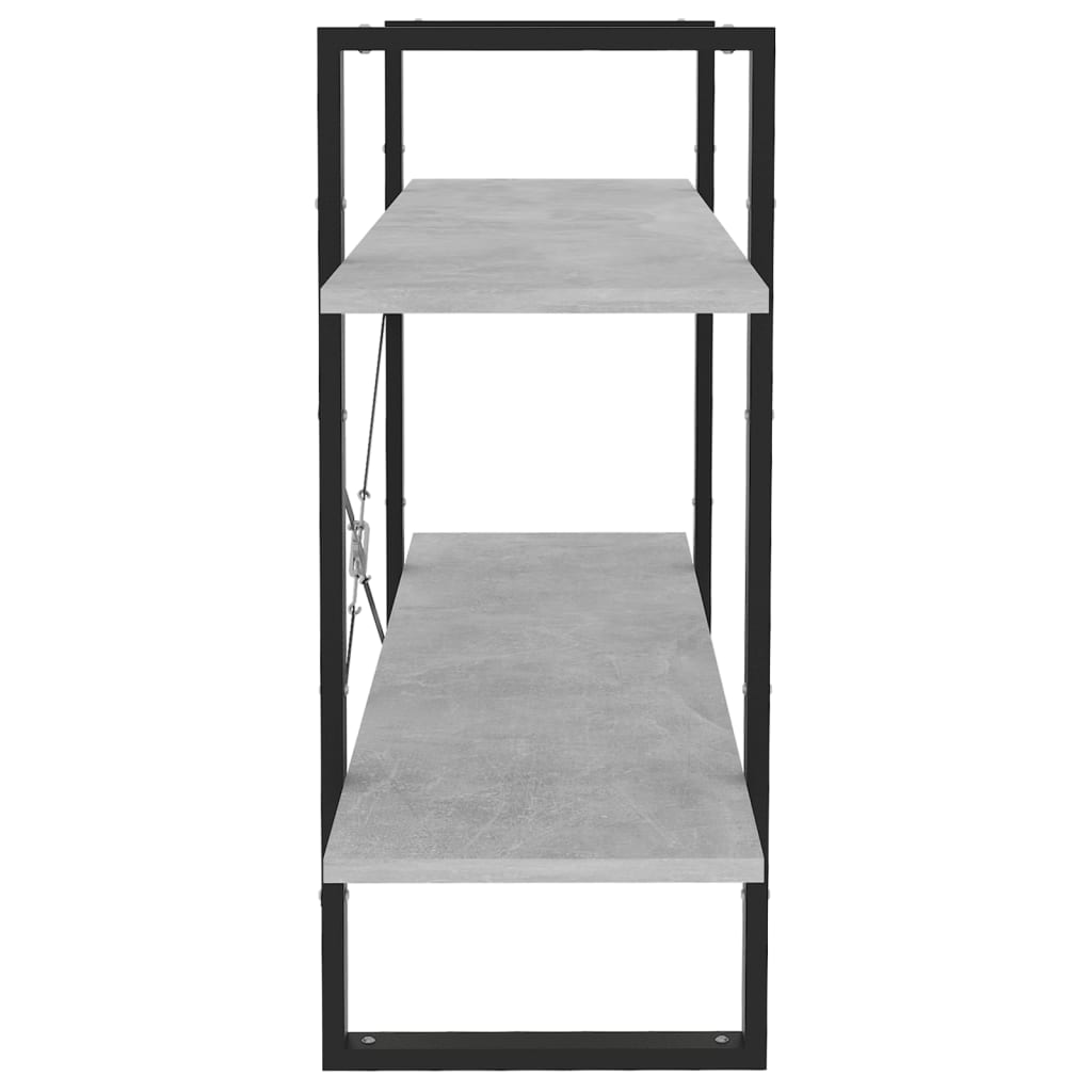 Bookcase 2 compartments concrete grey 100x30x70 cm wood material