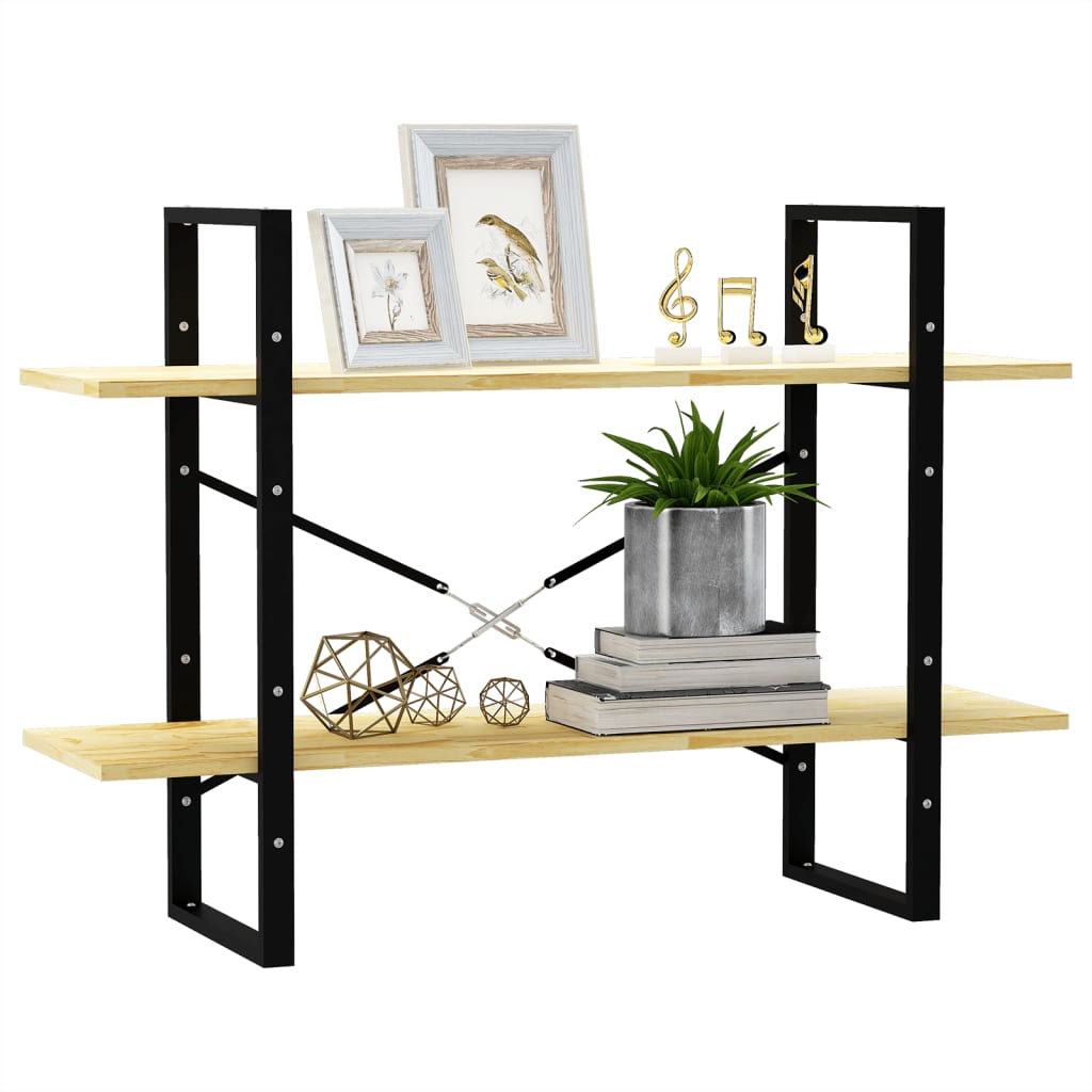 Bookcase 2 shelves 100x30x70 cm solid pine wood
