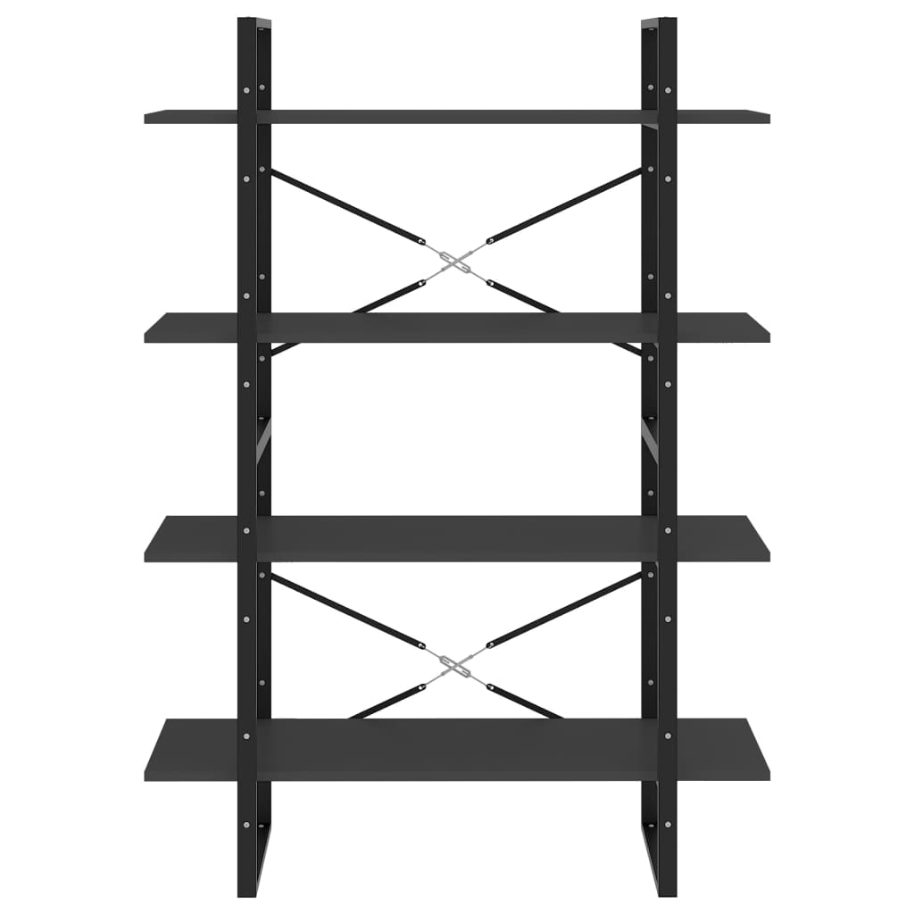 Bibliothèque 4 compartiments gris 100x30x140 cm en bois