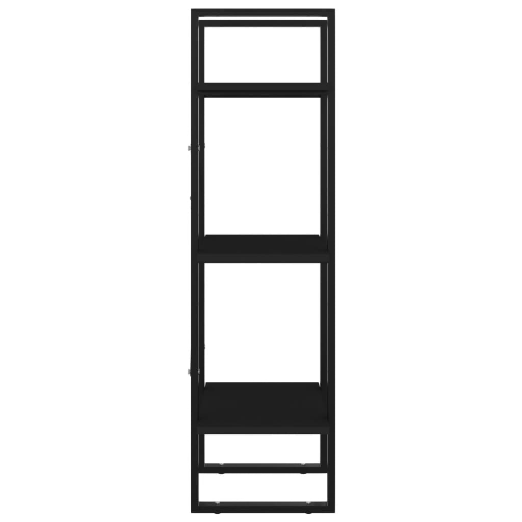Bibliothèque 3 compartiments noir 40x30x105 cm en bois