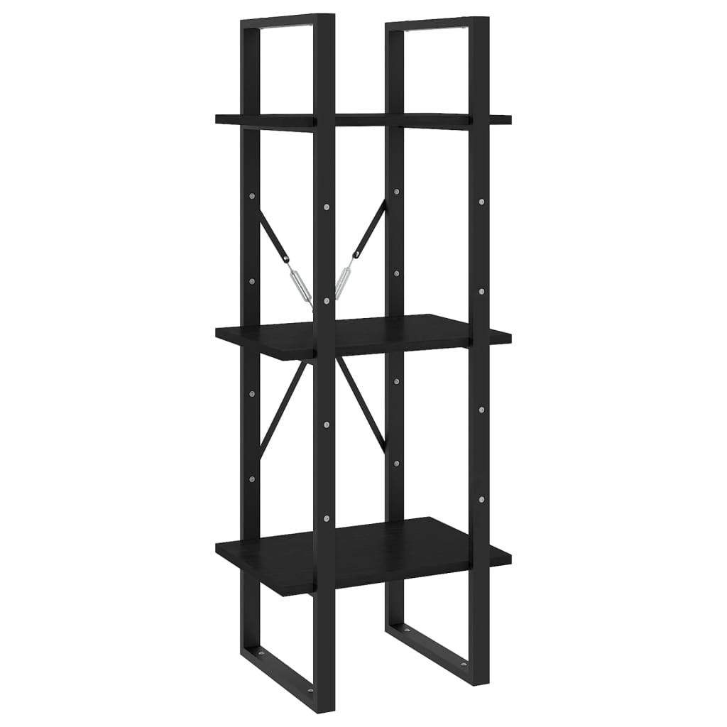 Bibliothèque 3 étagères noir 40x30x105 cm bois de pin massif