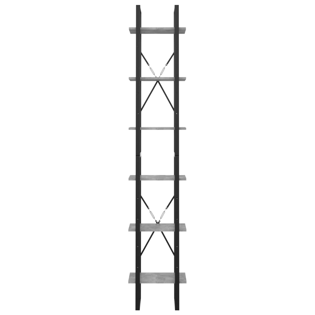 Bücherregal 6 Fächer Betongrau 40x30x210 cm Holzwerkstoff