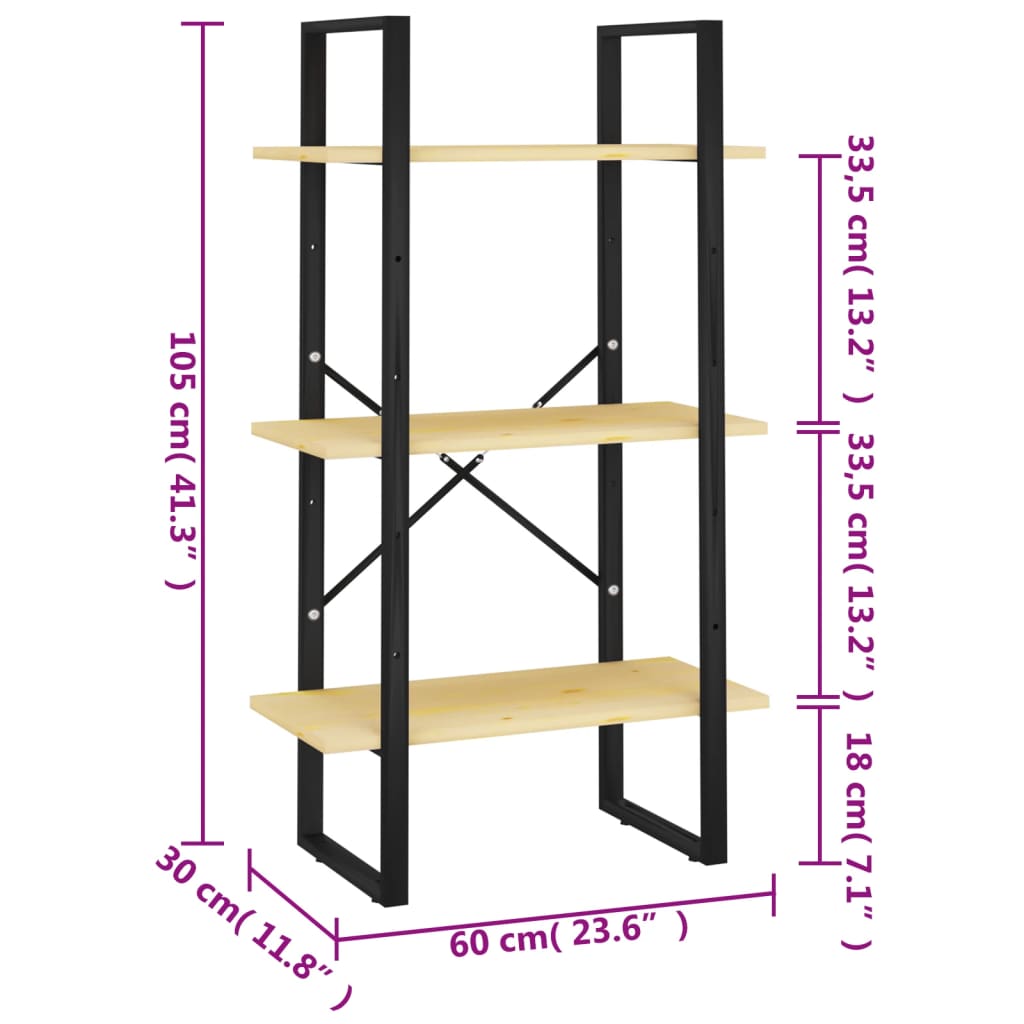 Etagère sur pied 60x30x105 cm en pin massif
