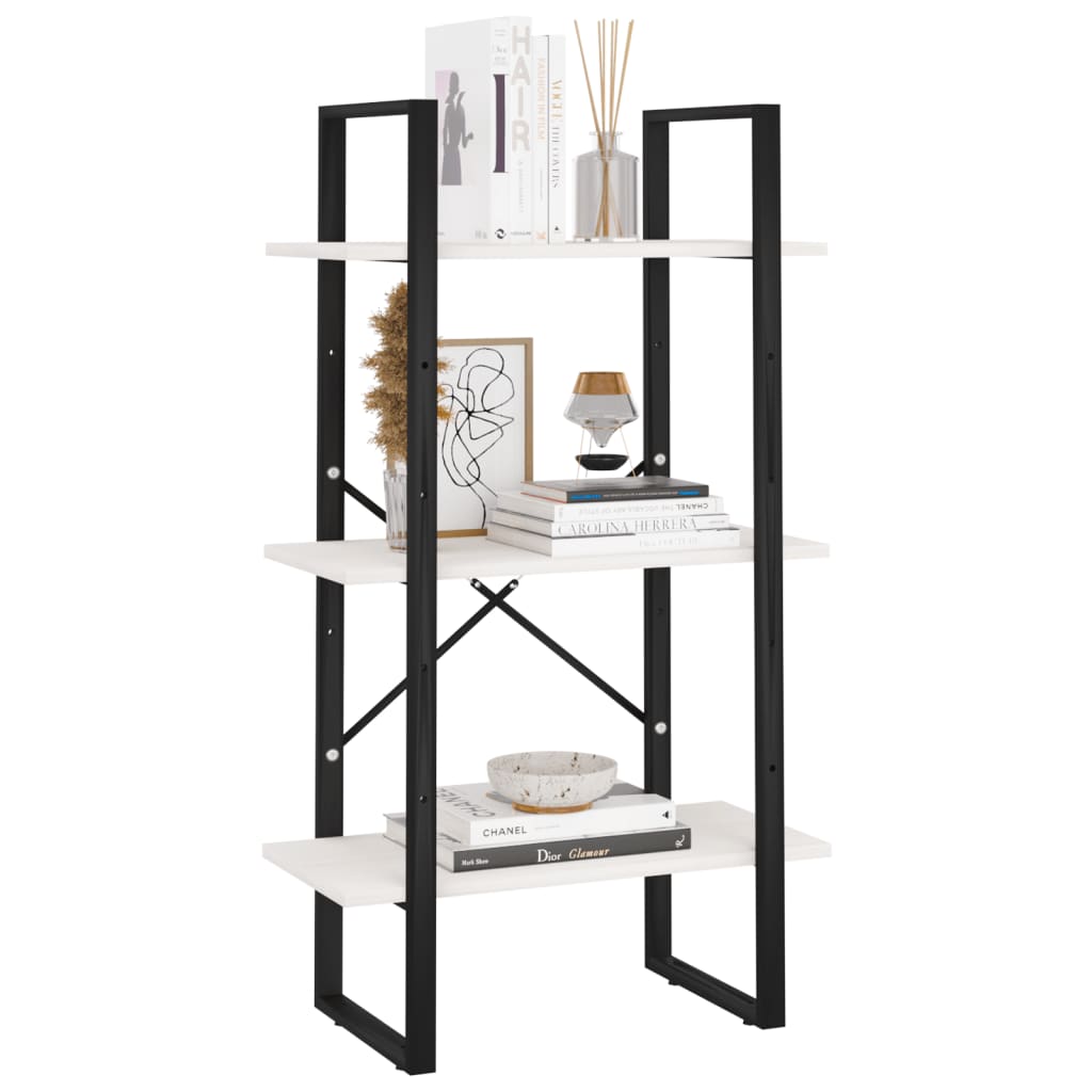 Etagère sur pied blanche 60x30x105 cm en bois de pin massif