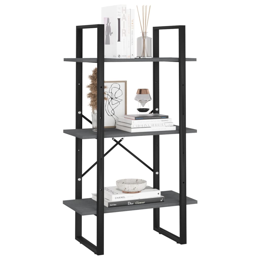 Etagère sur pied grise 60x30x105 cm en bois de pin massif