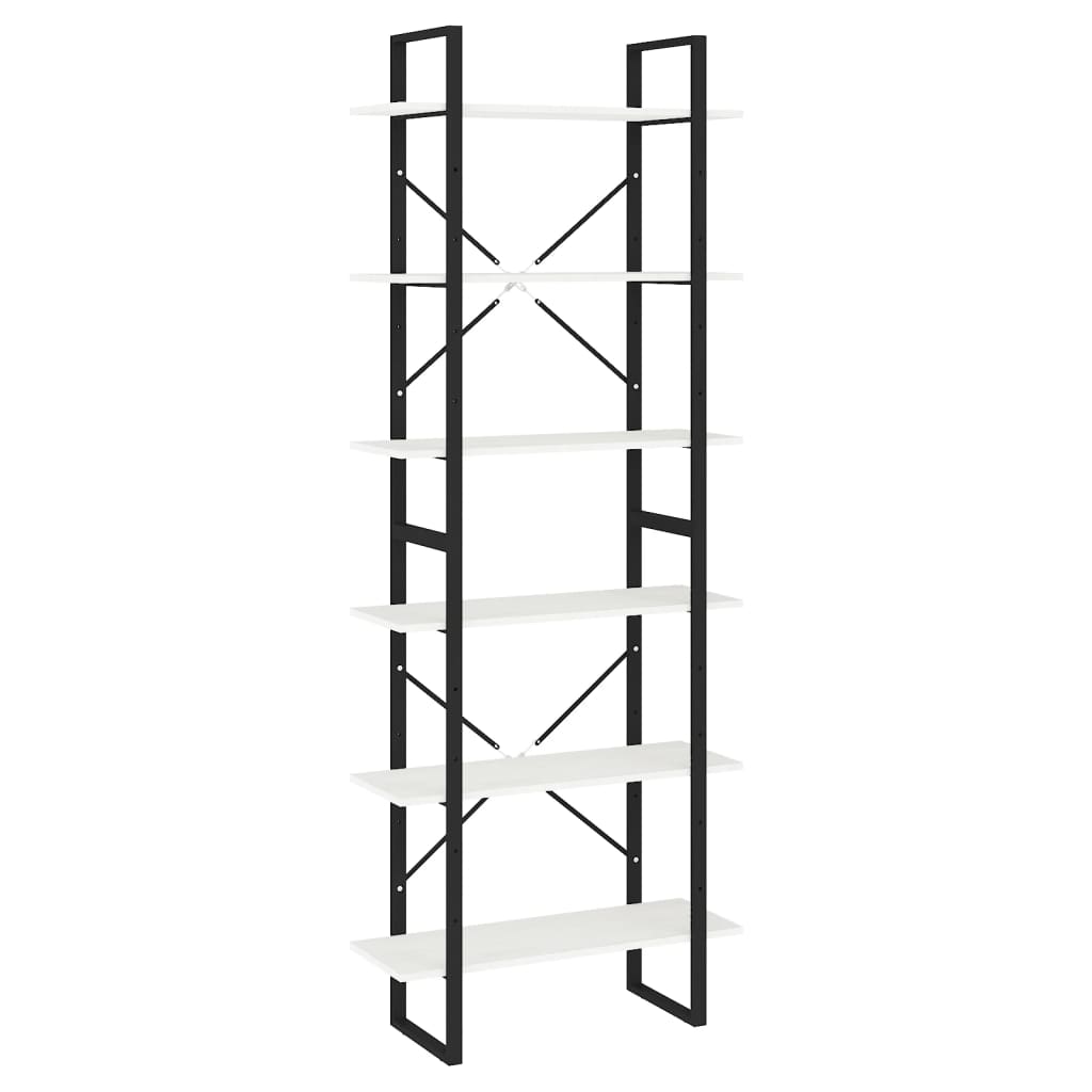 Etagère sur pied haute blanc 80x30x210 cm bois de pin massif