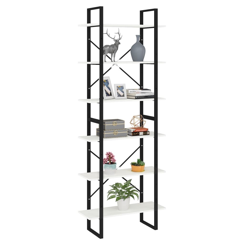 Etagère sur pied haute blanc 80x30x210 cm bois de pin massif