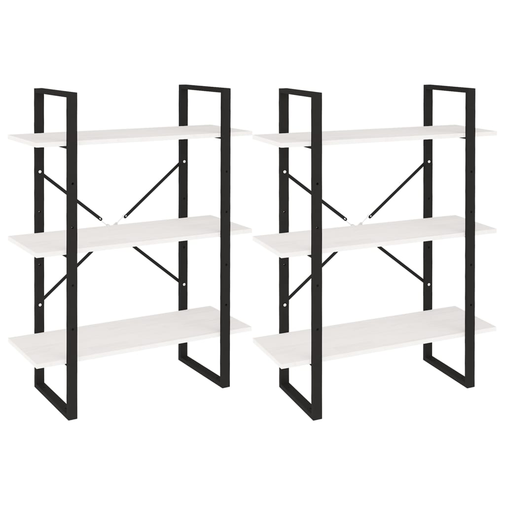 Etagère sur pied haute blanc 80x30x210 cm bois de pin massif