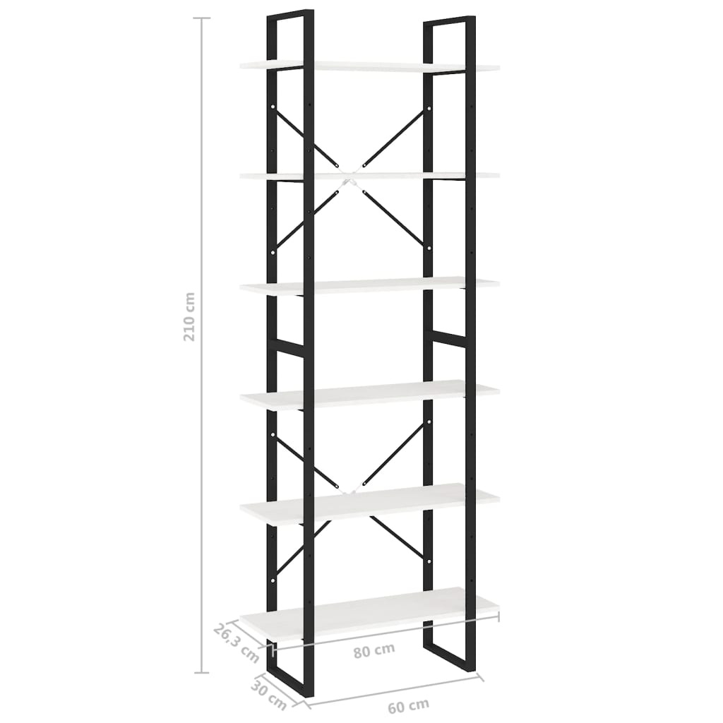 Etagère sur pied haute blanc 80x30x210 cm bois de pin massif