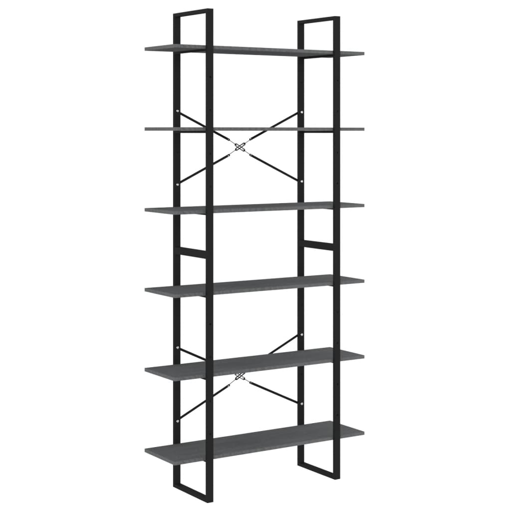 Etagère sur pied haute gris 100x30x210 cm bois de pin massif
