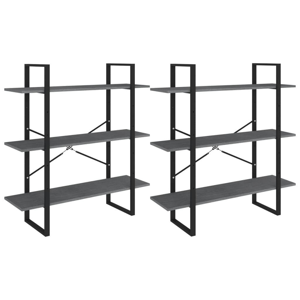 Etagère sur pied haute gris 100x30x210 cm bois de pin massif