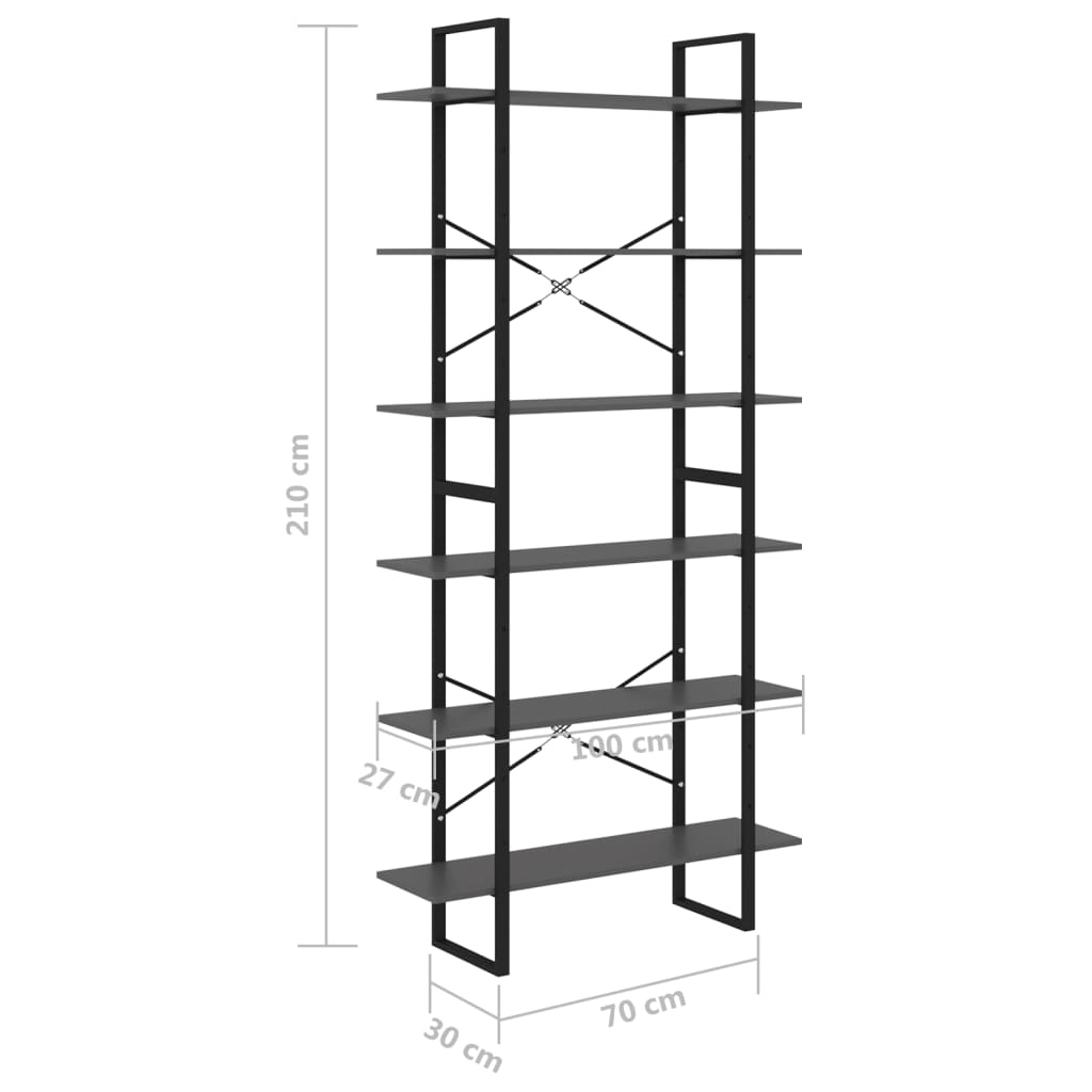 Etagère sur pied haute gris 100x30x210 cm bois de pin massif