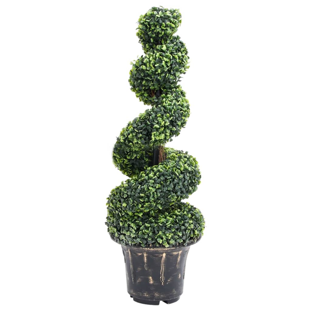 Buis artificiel avec pot en forme de spirale vert 100 cm