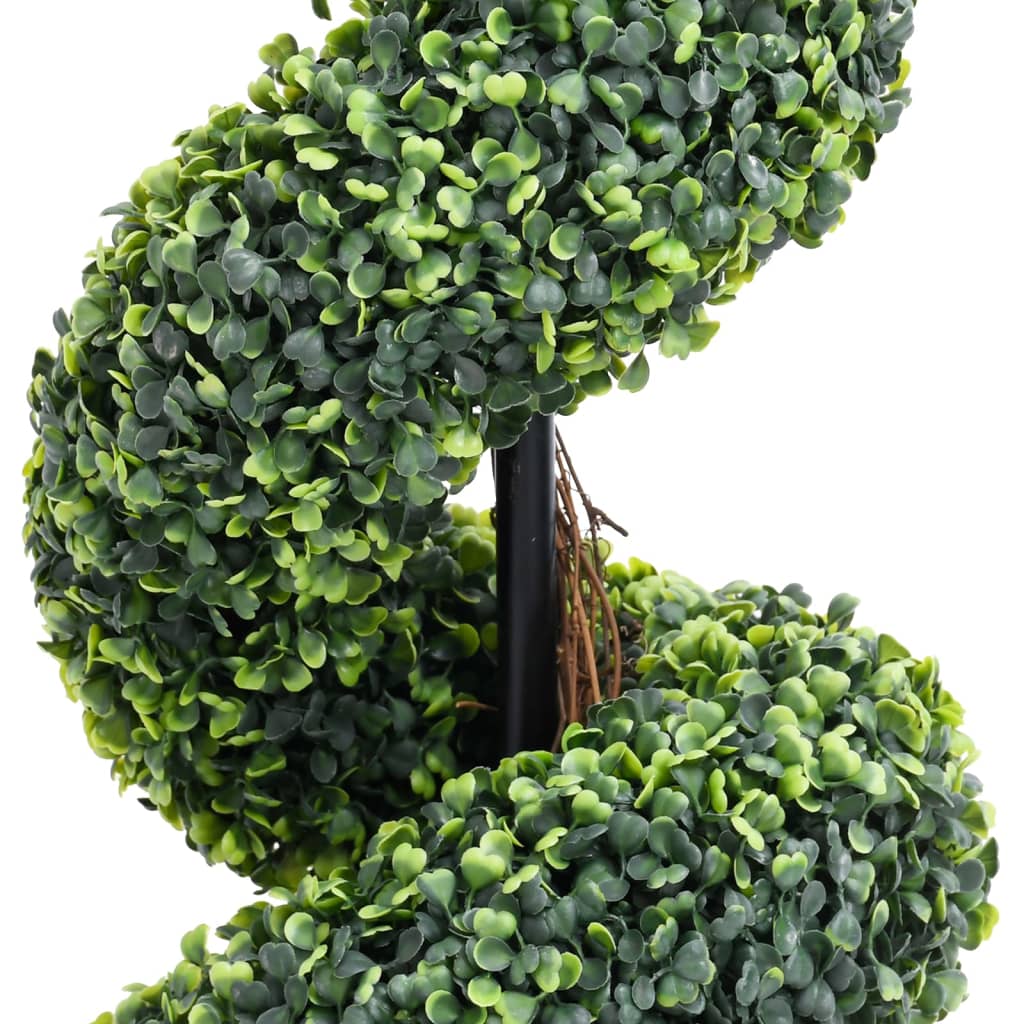 Buis artificiel avec pot en forme de spirale vert 100 cm