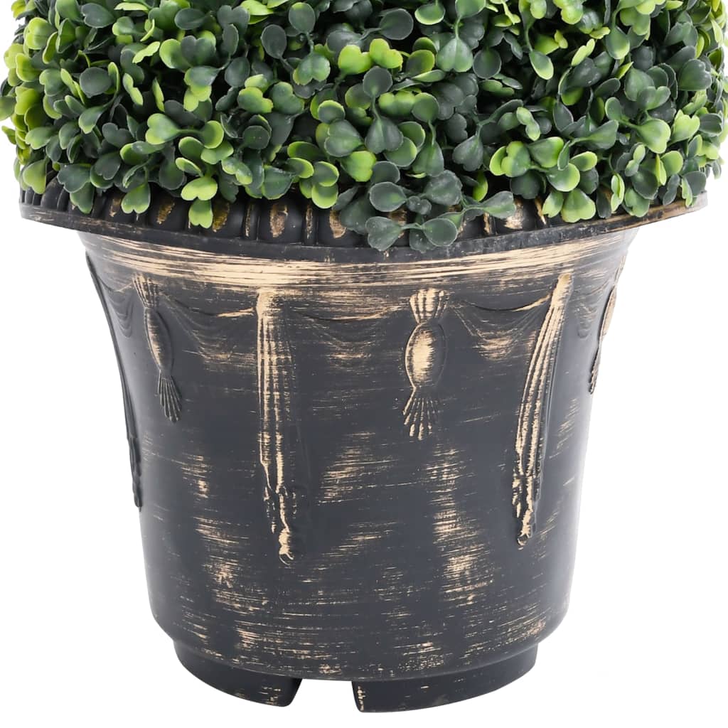Buis artificiel avec pot en forme de spirale vert 100 cm