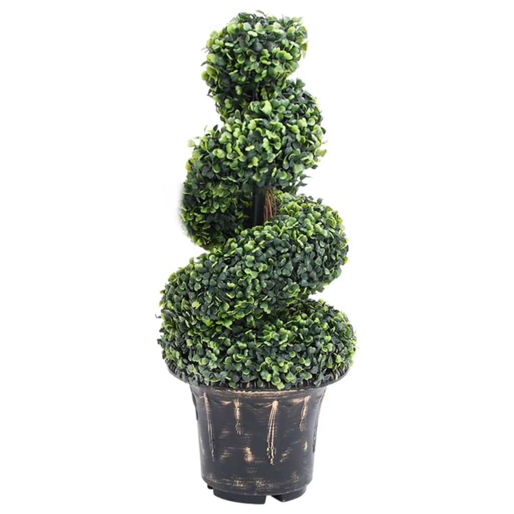 Buis artificiel avec pot en forme de spirale vert 89 cm