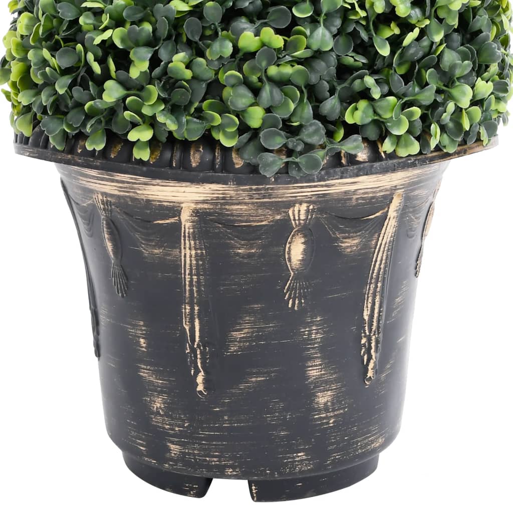Buis artificiel avec pot en forme de spirale vert 89 cm