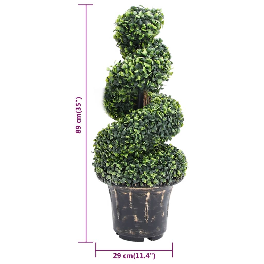 Buis artificiel avec pot en forme de spirale vert 89 cm
