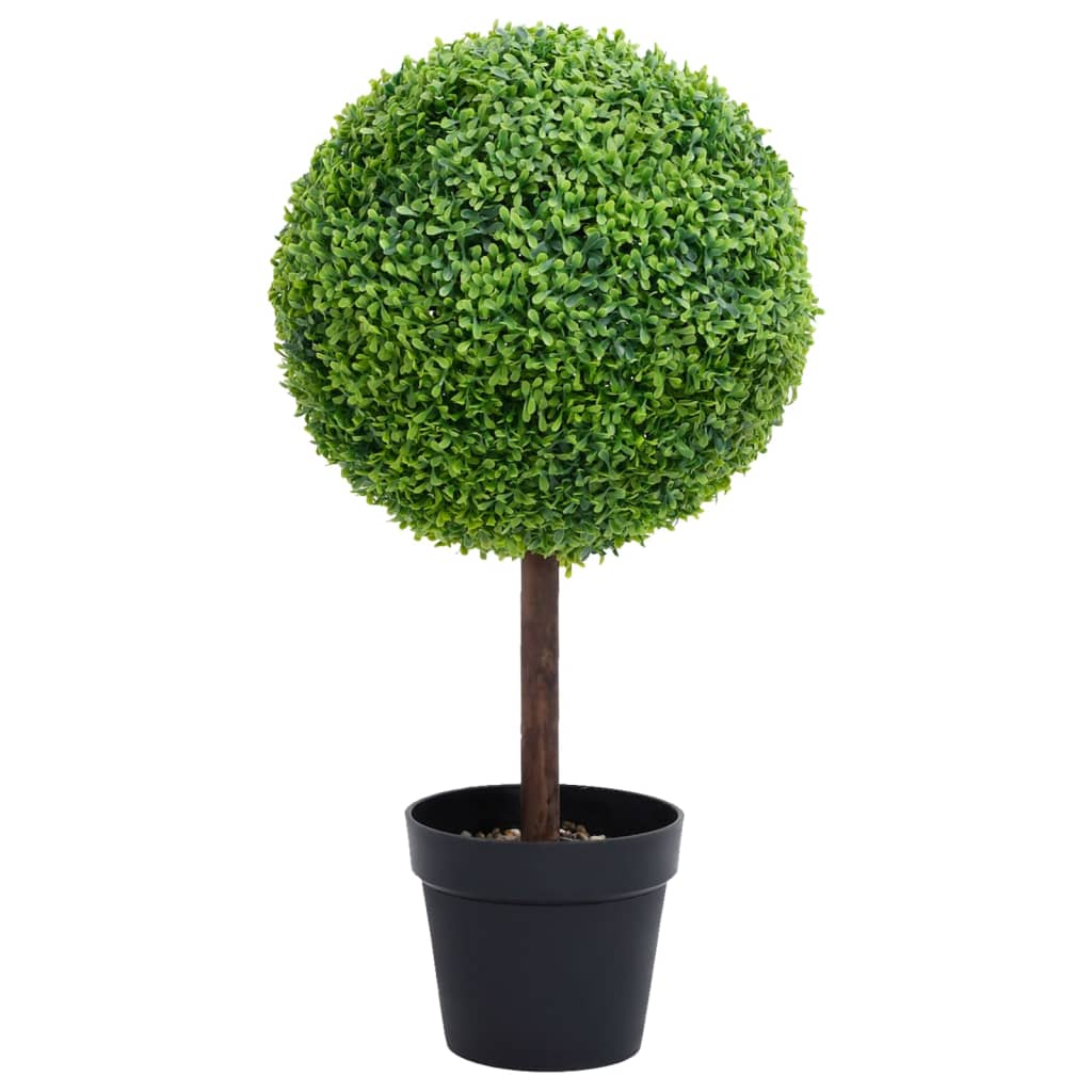 Buis artificiel avec pot, forme boule, vert, 50 cm
