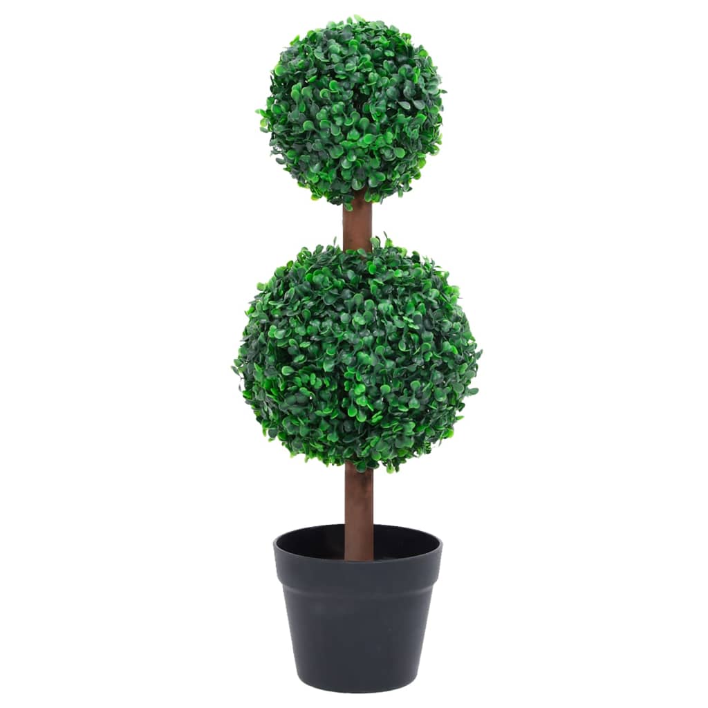 Buis artificiel avec pot, forme boule, vert, 60 cm
