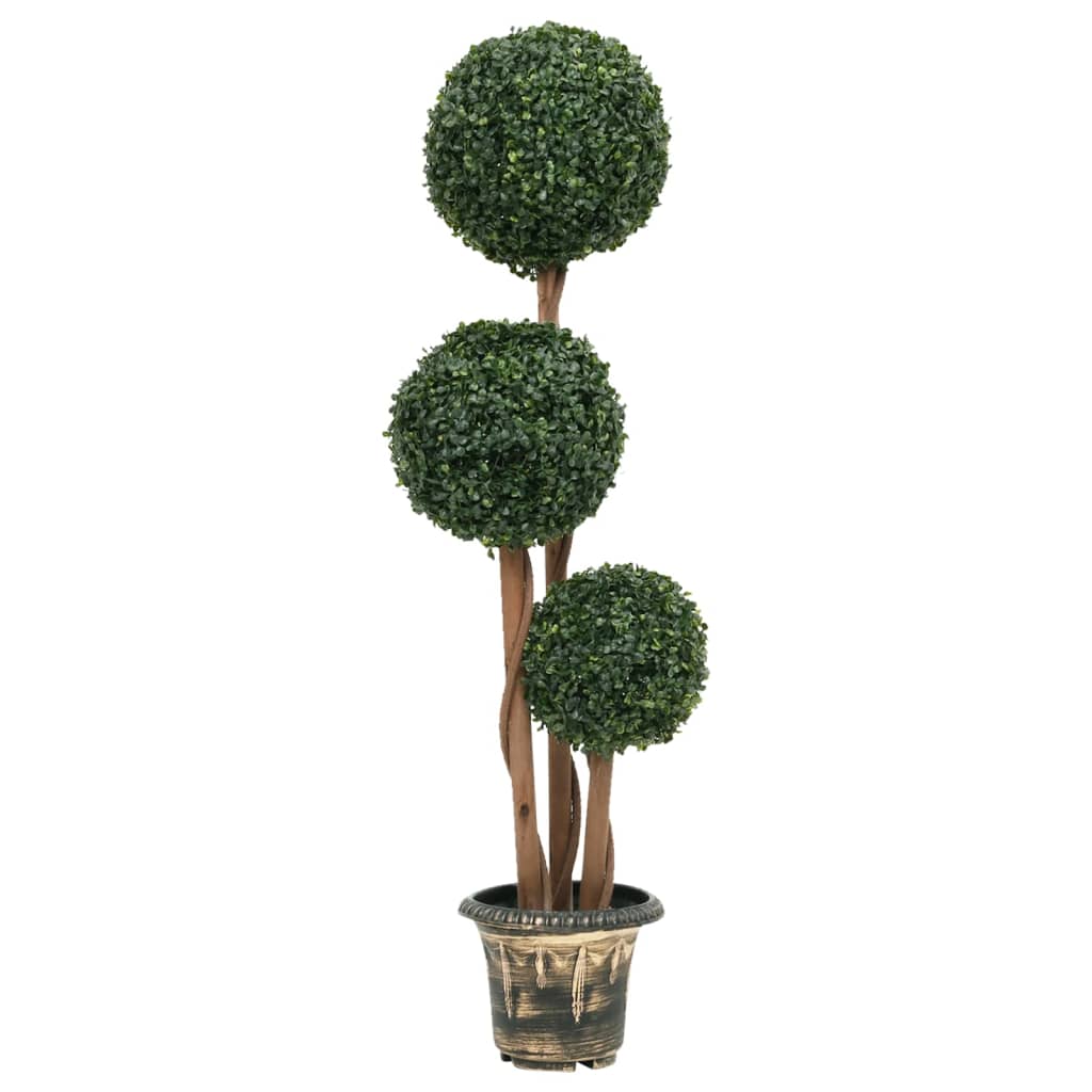 Buis artificiel avec pot, forme boule, vert, 119 cm