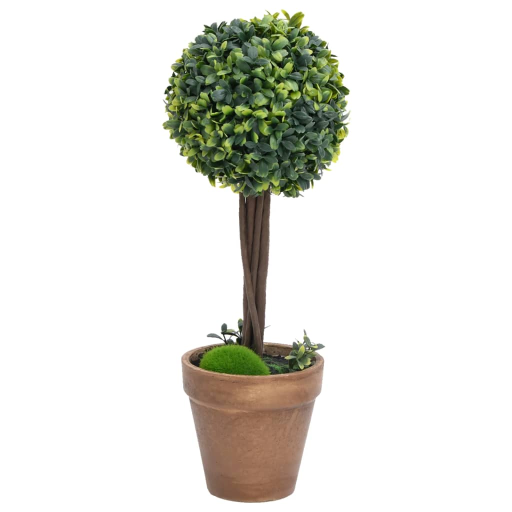 Buis artificiels 2 pièces avec pot en forme de boule vert 41 cm