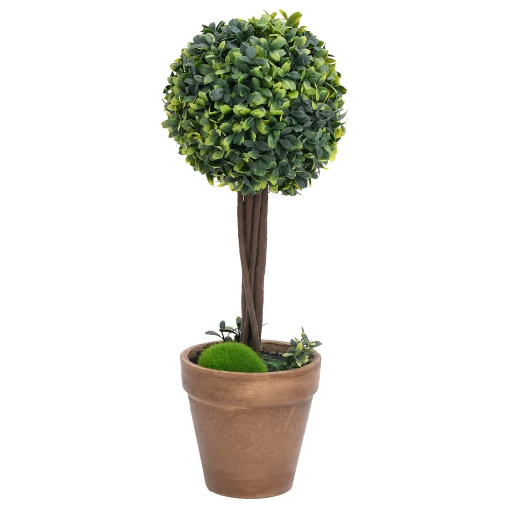 Buis artificiels 2 pièces avec pot en forme de boule vert 56 cm