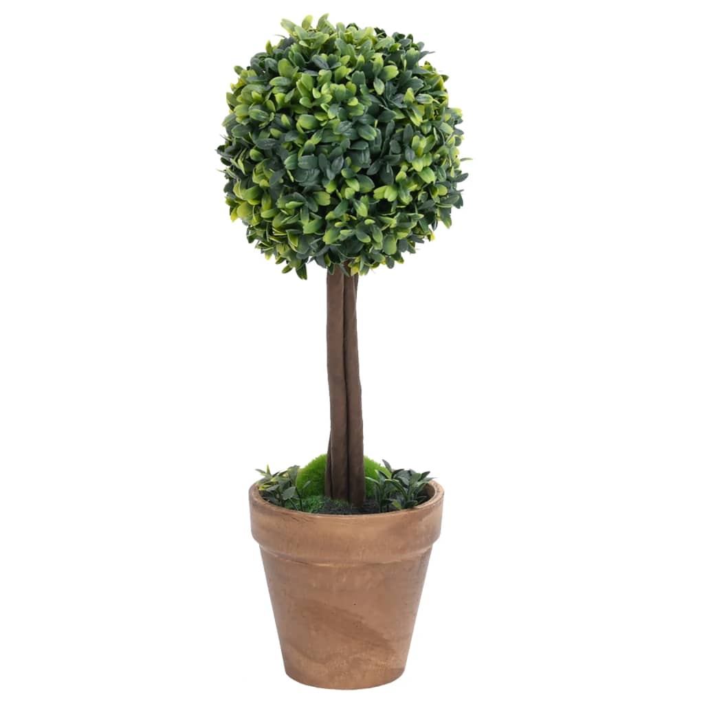 Buis artificiels 2 pièces avec pot en forme de boule vert 56 cm