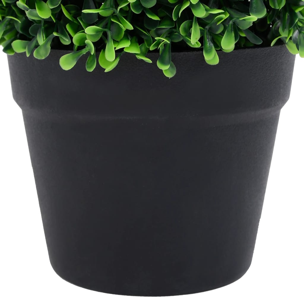 Buis artificiels 2 pièces avec pot en forme de boule vert 37 cm