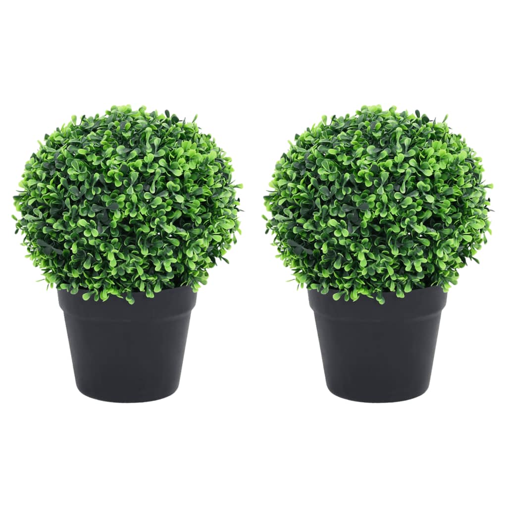 Buis artificiels 2 pièces avec pot en forme de boule vert 32 cm