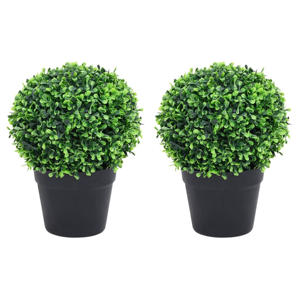 Buis artificiels 2 pièces avec pot en forme de boule vert 27 cm