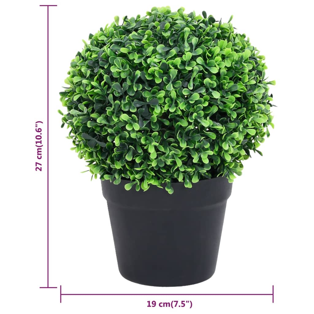 Buis artificiels 2 pièces avec pot en forme de boule vert 27 cm