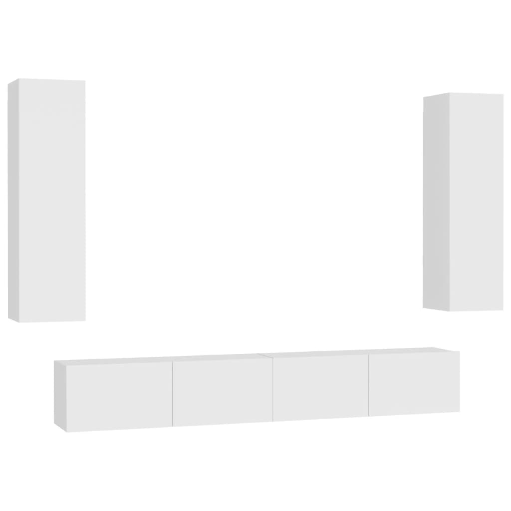 Ensemble de meubles TV 4 pièces en bois blanc