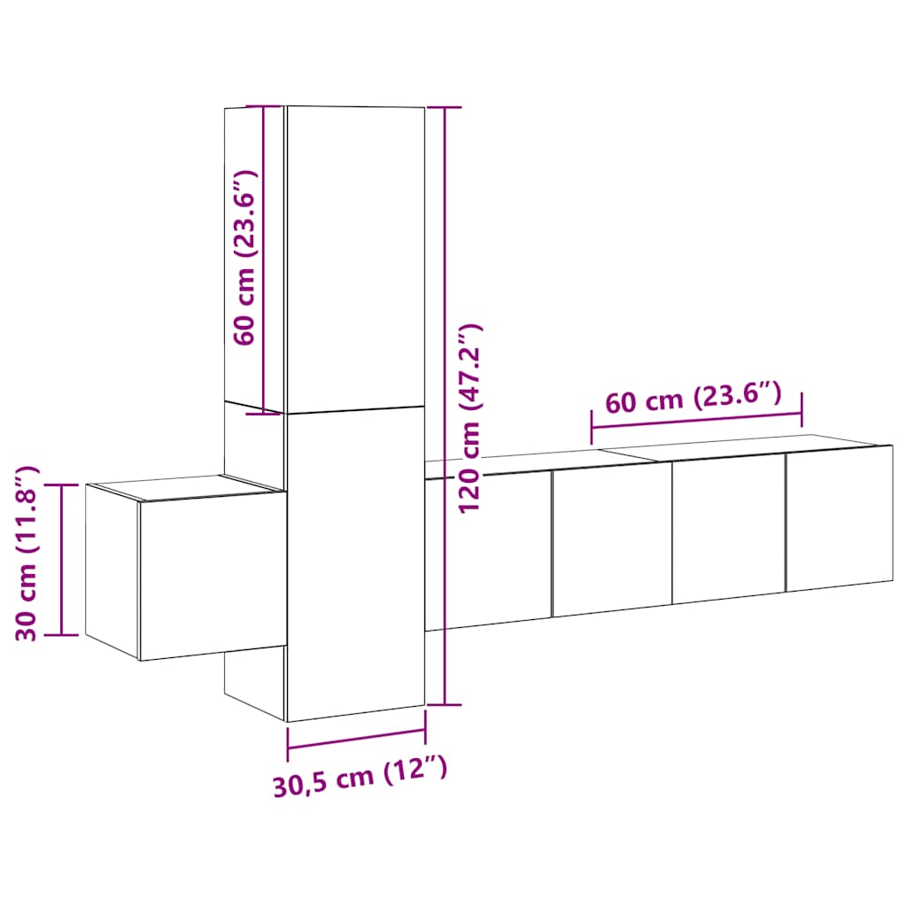 5-tlg. TV-Schrank-Set Weiß Holzwerkstoff