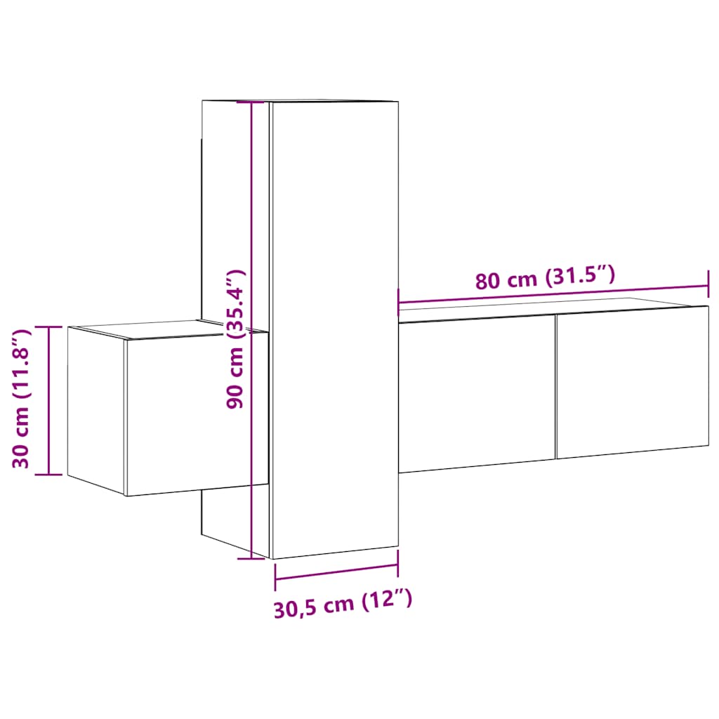 3-tlg. TV-Schrank-Set Weiß Holzwerkstoff