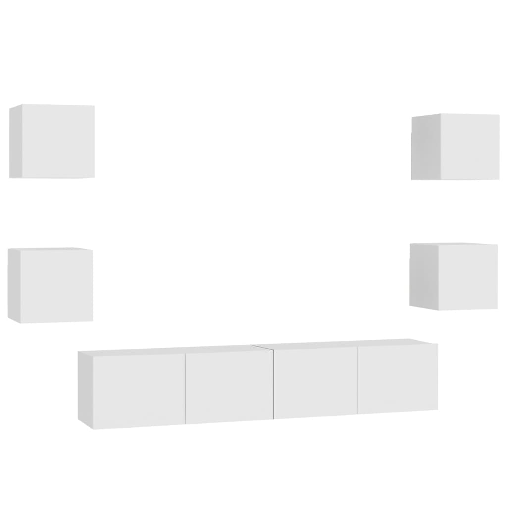 Ensemble de meubles TV 6 pièces en bois blanc