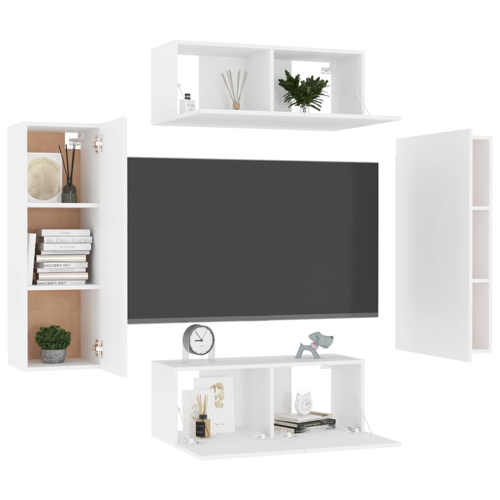 4-tlg. TV-Schrank-Set Weiß Holzwerkstoff