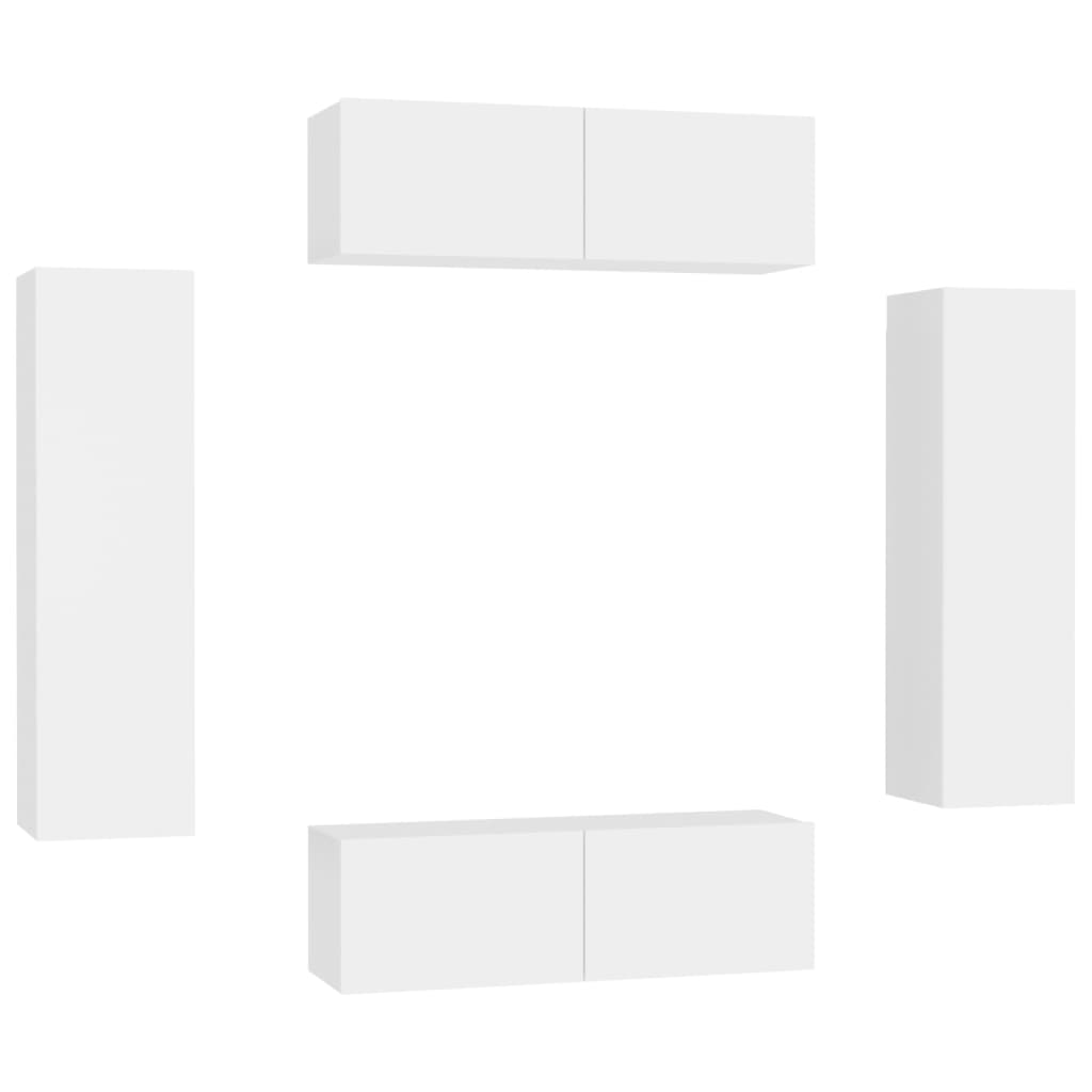 Ensemble de meubles TV 4 pièces en bois blanc
