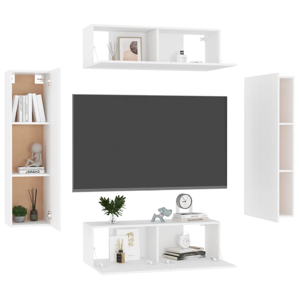 Ensemble de meubles TV 4 pièces en bois blanc