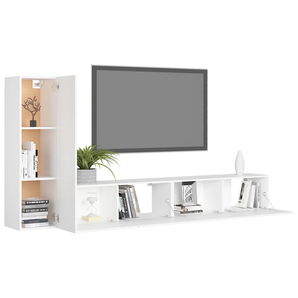 Ensemble de meubles TV 3 pièces en bois blanc