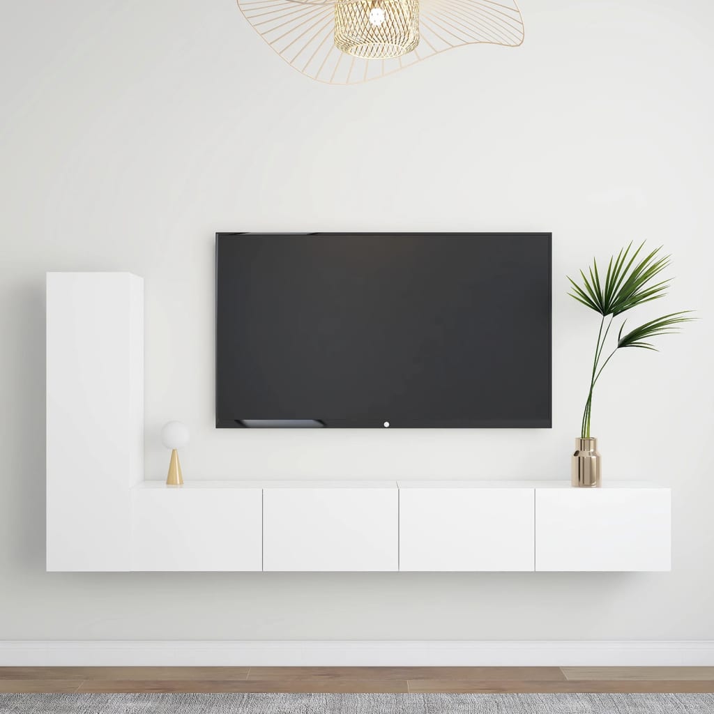 Ensemble de meubles TV 3 pièces en bois blanc