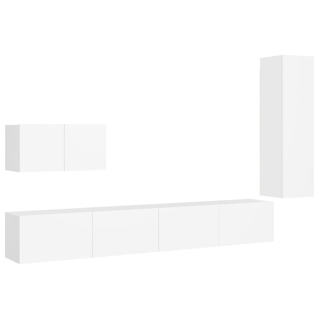 Ensemble de meubles TV 4 pièces en bois blanc