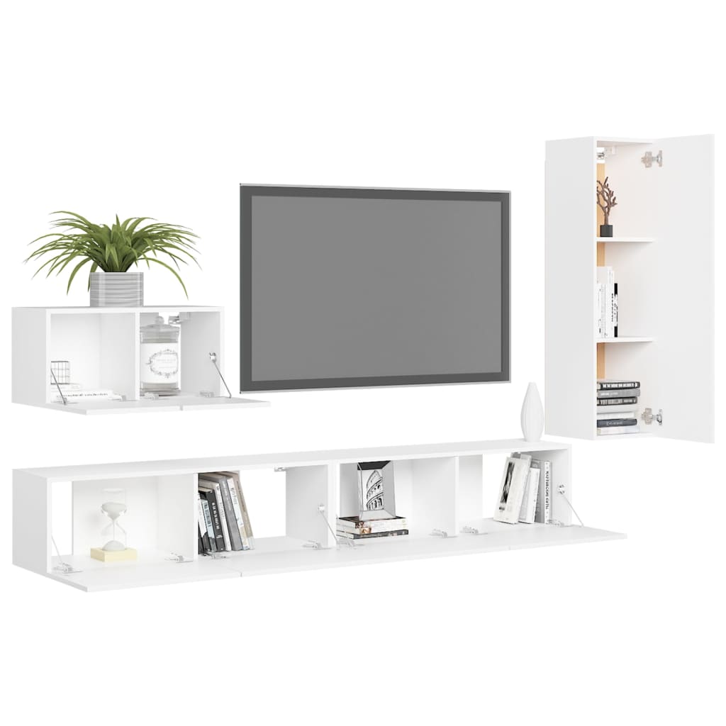 Ensemble de meubles TV 4 pièces en bois blanc