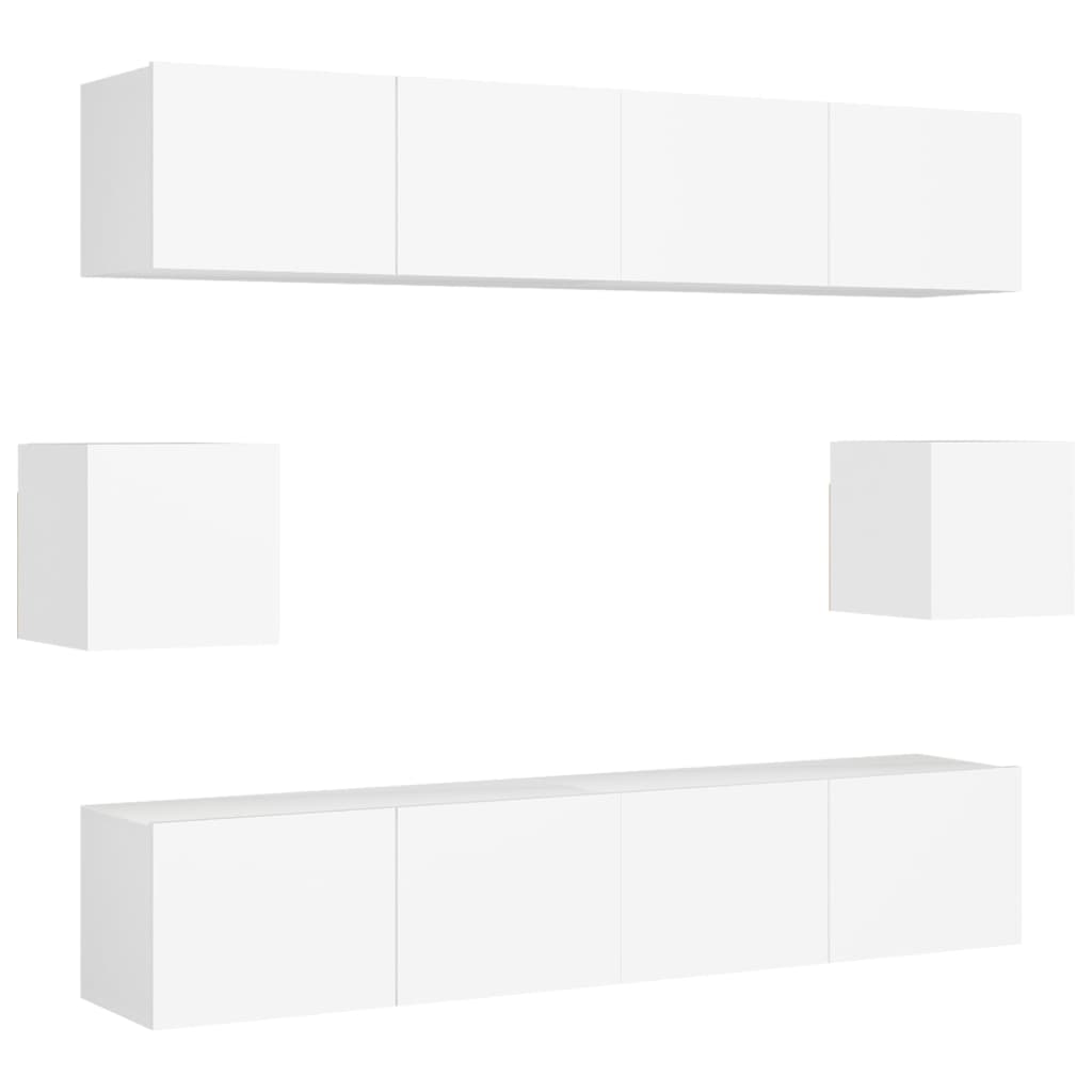Ensemble de meubles TV 6 pièces en bois blanc
