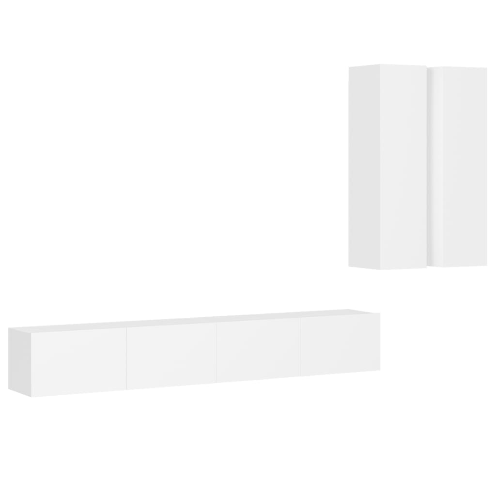 Ensemble de meubles TV 4 pièces en bois blanc