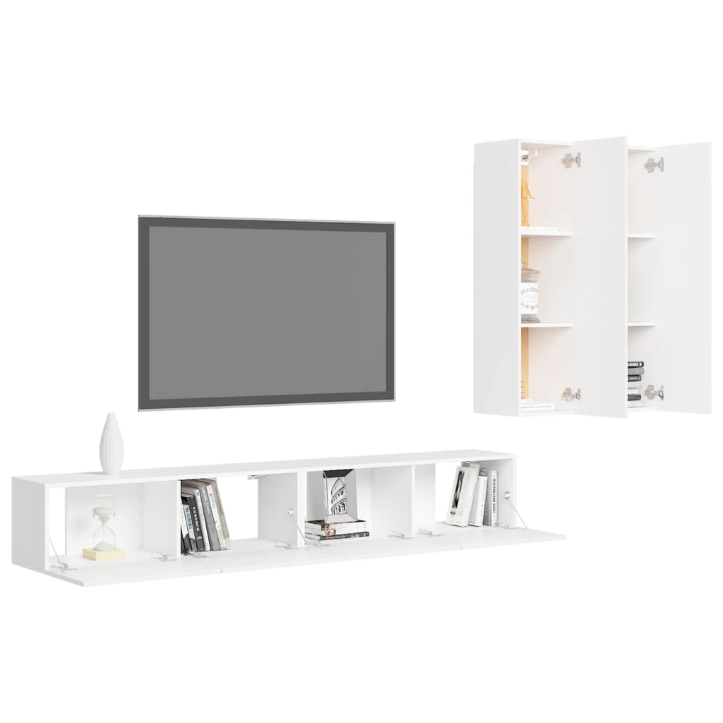 Ensemble de meubles TV 4 pièces en bois blanc