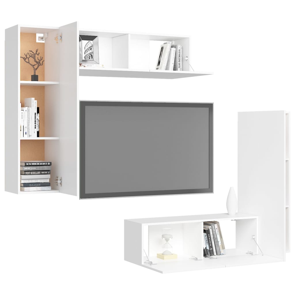Ensemble de meubles TV 4 pièces en bois blanc